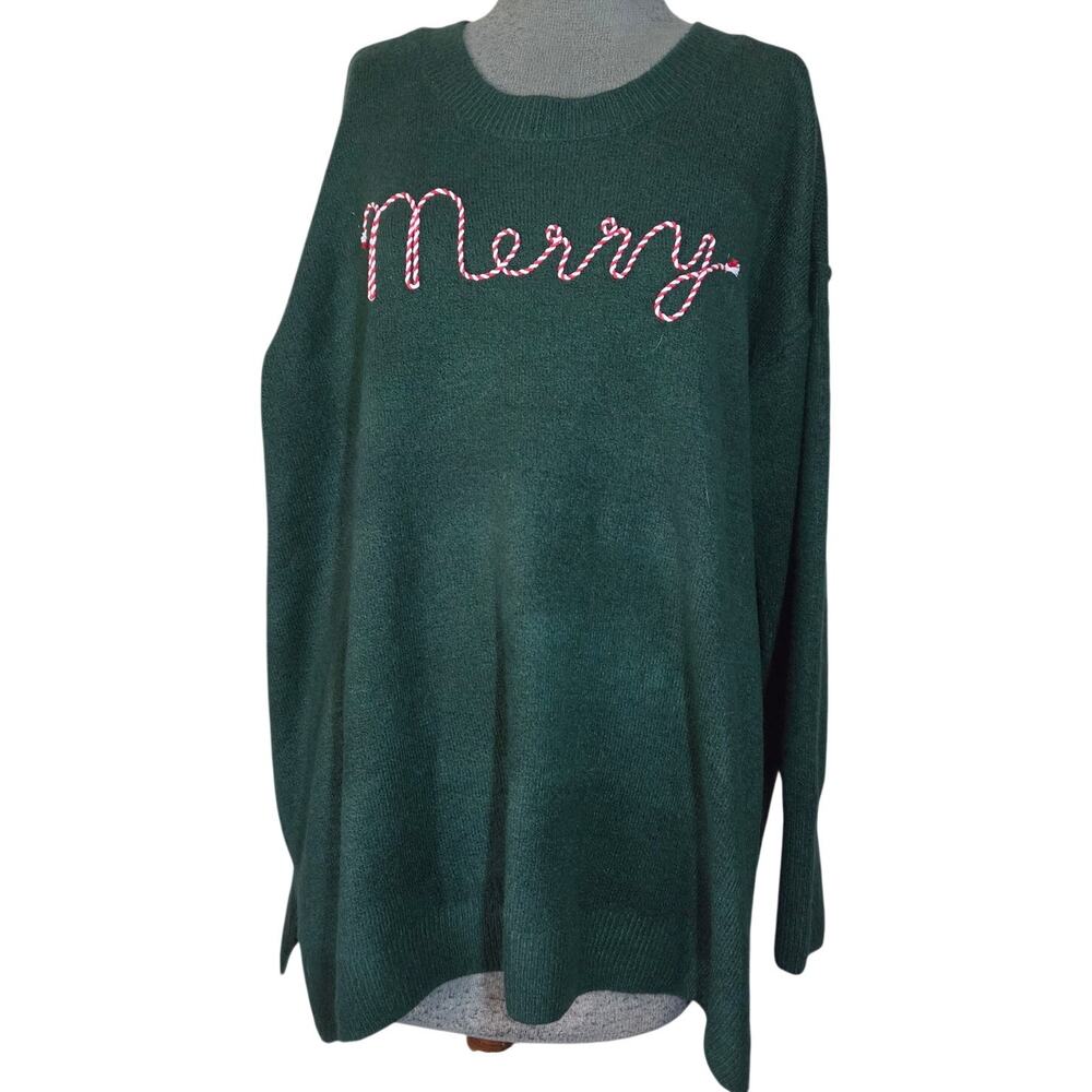 Greem Christmas Holiday Merry Sweater Size 2X
